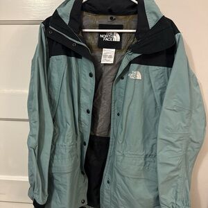 The North Face Men's Teal and Black Raincoat